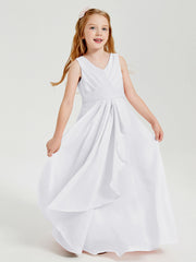 Abiti Damigella Stile Boho Lunghi In Chiffon Gonna A Cascata Bianco