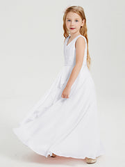 Abiti Damigella Stile Boho Lunghi In Chiffon Gonna A Cascata Bianco