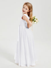 Abiti Damigella Stile Boho Lunghi In Chiffon Gonna A Cascata Bianco