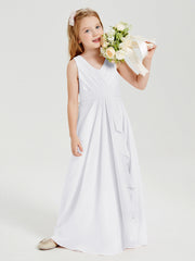 Abiti Damigella Stile Boho Lunghi In Chiffon Gonna A Cascata Bianco