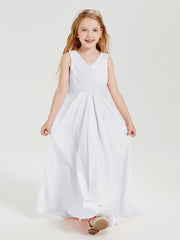 Abiti Damigella Stile Boho Lunghi In Chiffon Gonna A Cascata Bianco