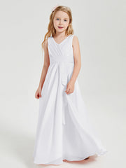 Abiti Damigella Stile Boho Lunghi In Chiffon Gonna A Cascata Bianco
