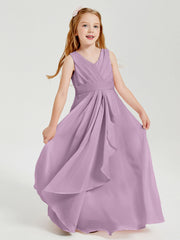 Abiti Damigella Stile Boho Lunghi In Chiffon Gonna A Cascata Glicine