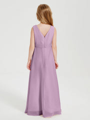 Abiti Damigella Stile Boho Lunghi In Chiffon Gonna A Cascata Glicine