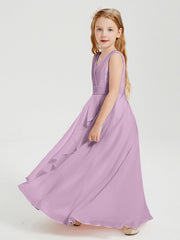 Abiti Damigella Stile Boho Lunghi In Chiffon Gonna A Cascata Glicine