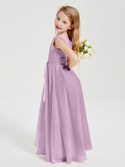 Abiti Damigella Stile Boho Lunghi In Chiffon Gonna A Cascata Glicine