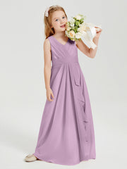 Abiti Damigella Stile Boho Lunghi In Chiffon Gonna A Cascata Glicine