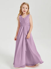 Abiti Damigella Stile Boho Lunghi In Chiffon Gonna A Cascata Glicine