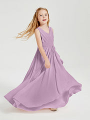 Abiti Damigella Stile Boho Lunghi In Chiffon Gonna A Cascata Glicine