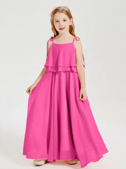 Abiti Damigella Junior Lunghi In Chiffon Spalline Sottili Con Fiocco Azalea