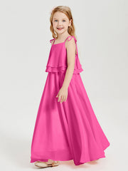 Abiti Damigella Junior Lunghi In Chiffon Spalline Sottili Con Fiocco Azalea