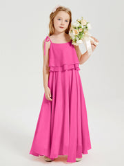Abiti Damigella Junior Lunghi In Chiffon Spalline Sottili Con Fiocco Azalea