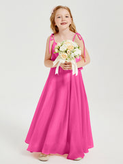Abiti Damigella Junior Lunghi In Chiffon Spalline Sottili Con Fiocco Azalea
