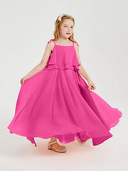 Abiti Damigella Junior Lunghi In Chiffon Spalline Sottili Con Fiocco Azalea