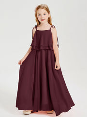 Abiti Damigella Junior Lunghi In Chiffon Spalline Sottili Con Fiocco Cabernet