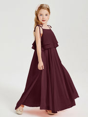 Abiti Damigella Junior Lunghi In Chiffon Spalline Sottili Con Fiocco Cabernet