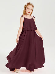 Abiti Damigella Junior Lunghi In Chiffon Spalline Sottili Con Fiocco Cabernet