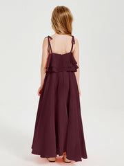 Abiti Damigella Junior Lunghi In Chiffon Spalline Sottili Con Fiocco Cabernet
