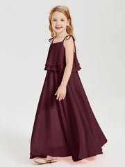 Abiti Damigella Junior Lunghi In Chiffon Spalline Sottili Con Fiocco Cabernet