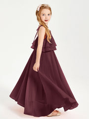 Abiti Damigella Junior Lunghi In Chiffon Spalline Sottili Con Fiocco Cabernet