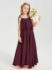 Abiti Damigella Junior Lunghi In Chiffon Spalline Sottili Con Fiocco Cabernet
