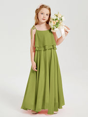 Abiti Damigella Junior Lunghi In Chiffon Spalline Sottili Con Fiocco Trifoglio
