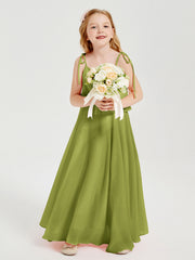 Abiti Damigella Junior Lunghi In Chiffon Spalline Sottili Con Fiocco Trifoglio