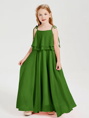 Abiti Damigella Junior Lunghi In Chiffon Spalline Sottili Con Fiocco Muschio
