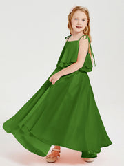 Abiti Damigella Junior Lunghi In Chiffon Spalline Sottili Con Fiocco Muschio