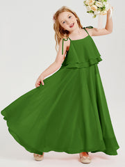 Abiti Damigella Junior Lunghi In Chiffon Spalline Sottili Con Fiocco Muschio