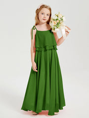 Abiti Damigella Junior Lunghi In Chiffon Spalline Sottili Con Fiocco Muschio