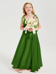 Abiti Damigella Junior Lunghi In Chiffon Spalline Sottili Con Fiocco Muschio