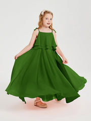 Abiti Damigella Junior Lunghi In Chiffon Spalline Sottili Con Fiocco Muschio