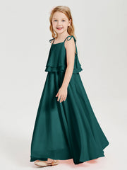 Abiti Damigella Junior Lunghi In Chiffon Spalline Sottili Con Fiocco Pavone