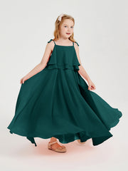 Abiti Damigella Junior Lunghi In Chiffon Spalline Sottili Con Fiocco Pavone