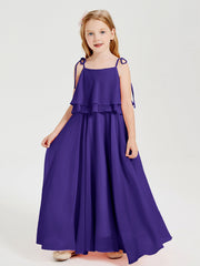 Abiti Damigella Junior Lunghi In Chiffon Spalline Sottili Con Fiocco Regency