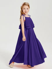 Abiti Damigella Junior Lunghi In Chiffon Spalline Sottili Con Fiocco Regency