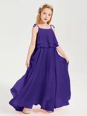 Abiti Damigella Junior Lunghi In Chiffon Spalline Sottili Con Fiocco Regency