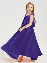 Abiti Damigella Junior Lunghi In Chiffon Spalline Sottili Con Fiocco Regency