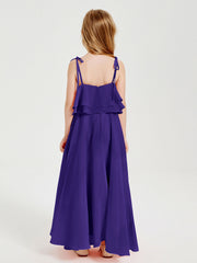 Abiti Damigella Junior Lunghi In Chiffon Spalline Sottili Con Fiocco Regency