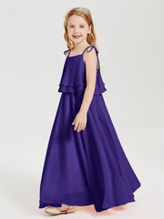 Abiti Damigella Junior Lunghi In Chiffon Spalline Sottili Con Fiocco Regency