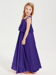 Abiti Damigella Junior Lunghi In Chiffon Spalline Sottili Con Fiocco Regency
