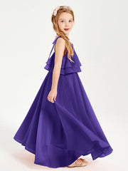 Abiti Damigella Junior Lunghi In Chiffon Spalline Sottili Con Fiocco Regency