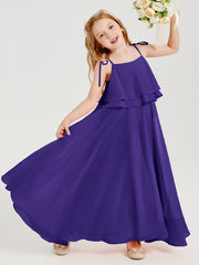 Abiti Damigella Junior Lunghi In Chiffon Spalline Sottili Con Fiocco Regency