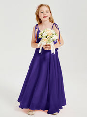 Abiti Damigella Junior Lunghi In Chiffon Spalline Sottili Con Fiocco Regency