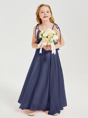 Abiti Damigella Junior Lunghi In Chiffon Spalline Sottili Con Fiocco Tempesta