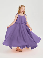 Abiti Damigella Junior Lunghi In Chiffon Spalline Sottili Con Fiocco Tahiti