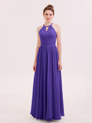 Abito Lungo da Damigella in Chiffon Scollo all'Americana Regency