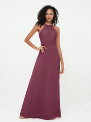 Abito con Top in Pizzo Gonna in Chiffon e Schiena Scoperta Gelso