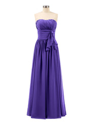 Abito da Damigella Lungo in Chiffon Senza Spalline Regency
